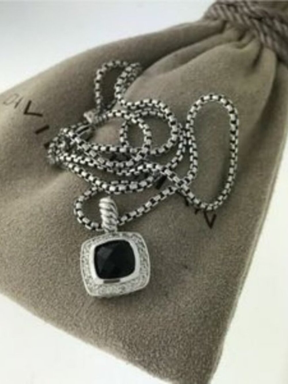 DAVID YURMAN Petite Black Onyx & Diamond Pav?? Bezel Pendant Necklace